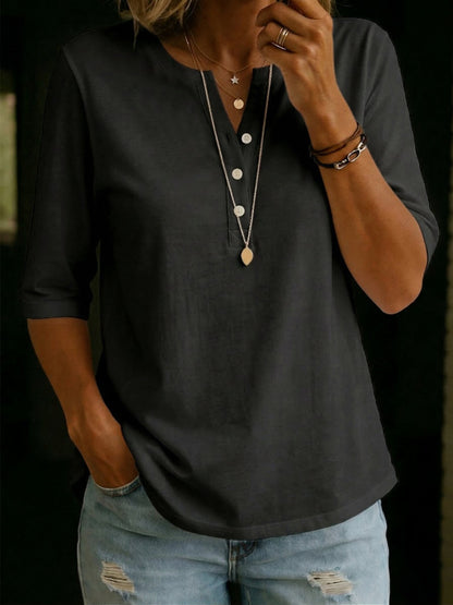 Jacqueline · T-shirt classique à col Henley
