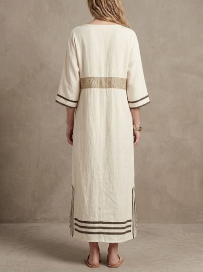 Marie · Robe maxi kaftan à bandes contrastées