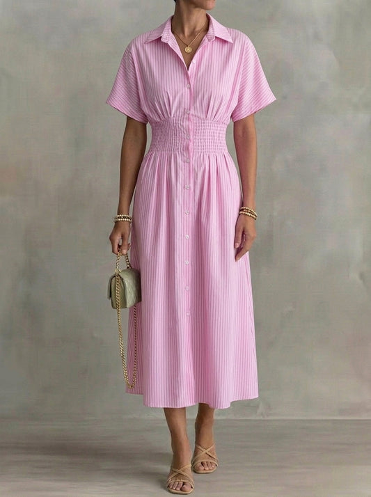 Adrienne · Robe chemisier boutonnée à col rayé