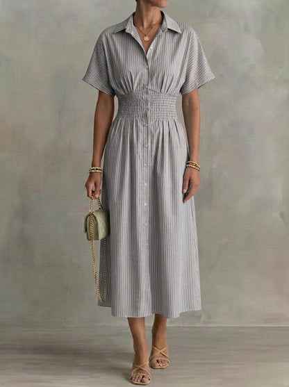 Adrienne · Robe chemisier boutonnée à col rayé