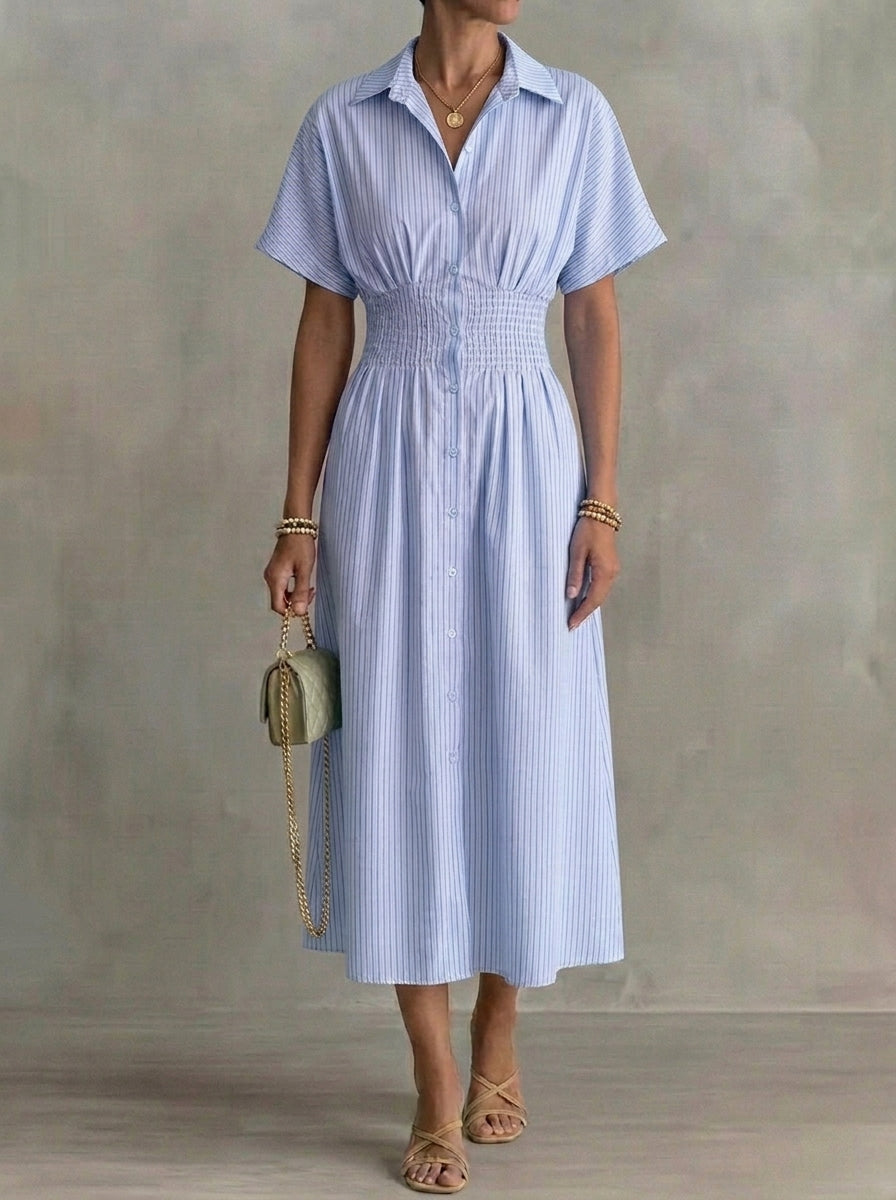 Adrienne · Robe chemisier boutonnée à col rayé