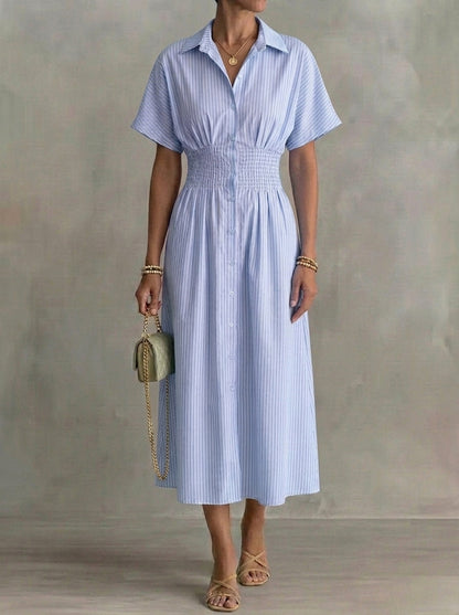 Adrienne · Robe chemisier boutonnée à col rayé