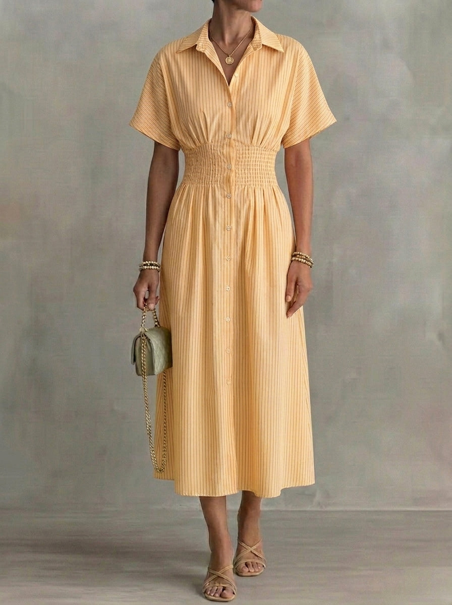 Adrienne · Robe chemisier boutonnée à col rayé