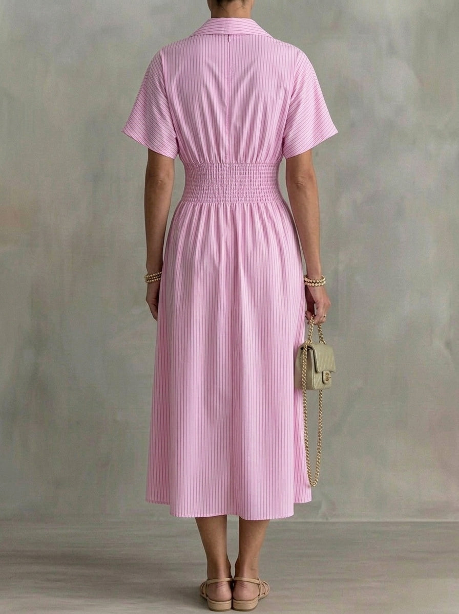 Adrienne · Robe chemisier boutonnée à col rayé