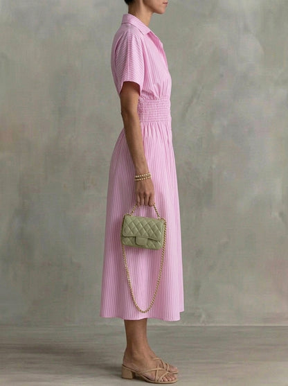 Adrienne · Robe chemisier boutonnée à col rayé