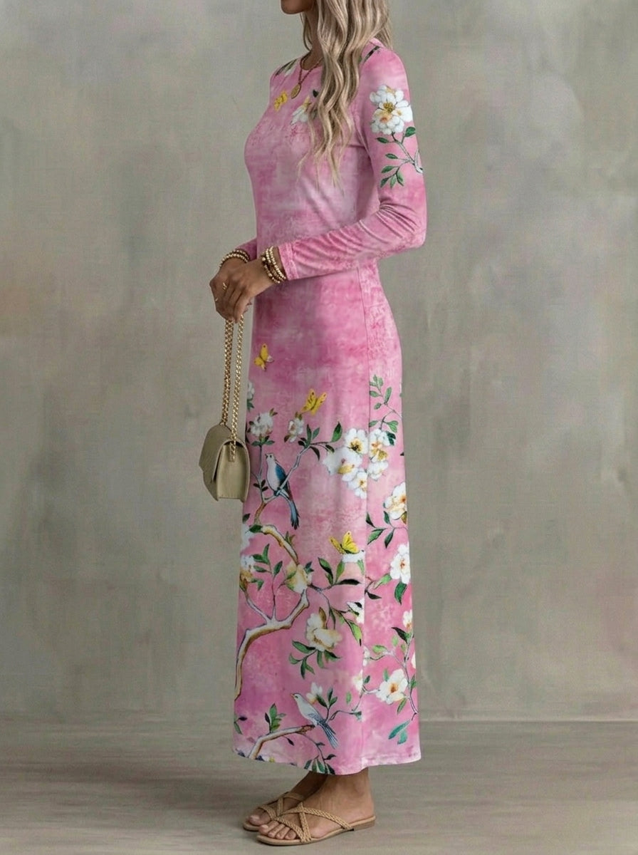 Célestine · Robe maxi fleurie à manches longues