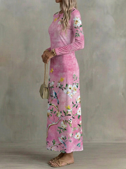 Célestine · Robe maxi fleurie à manches longues