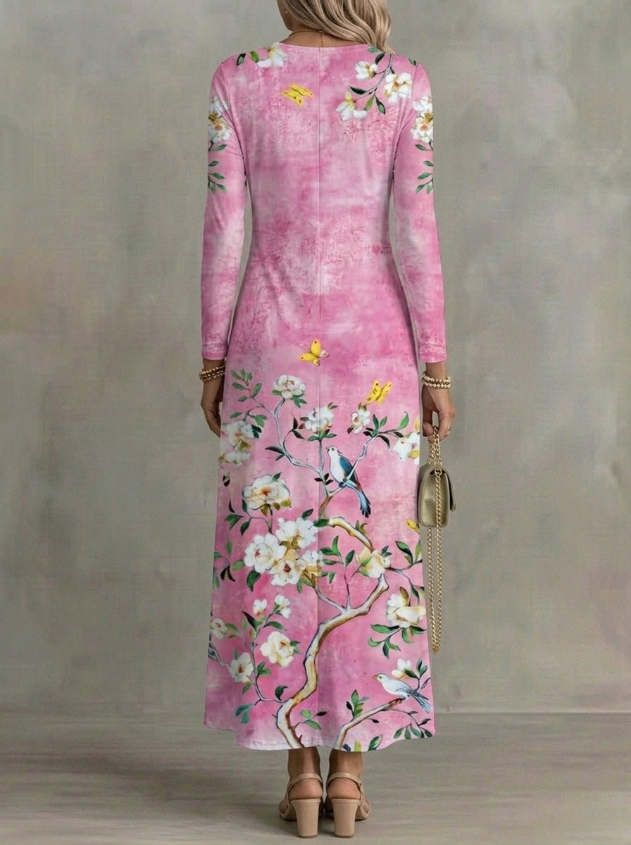 Célestine · Robe maxi fleurie à manches longues