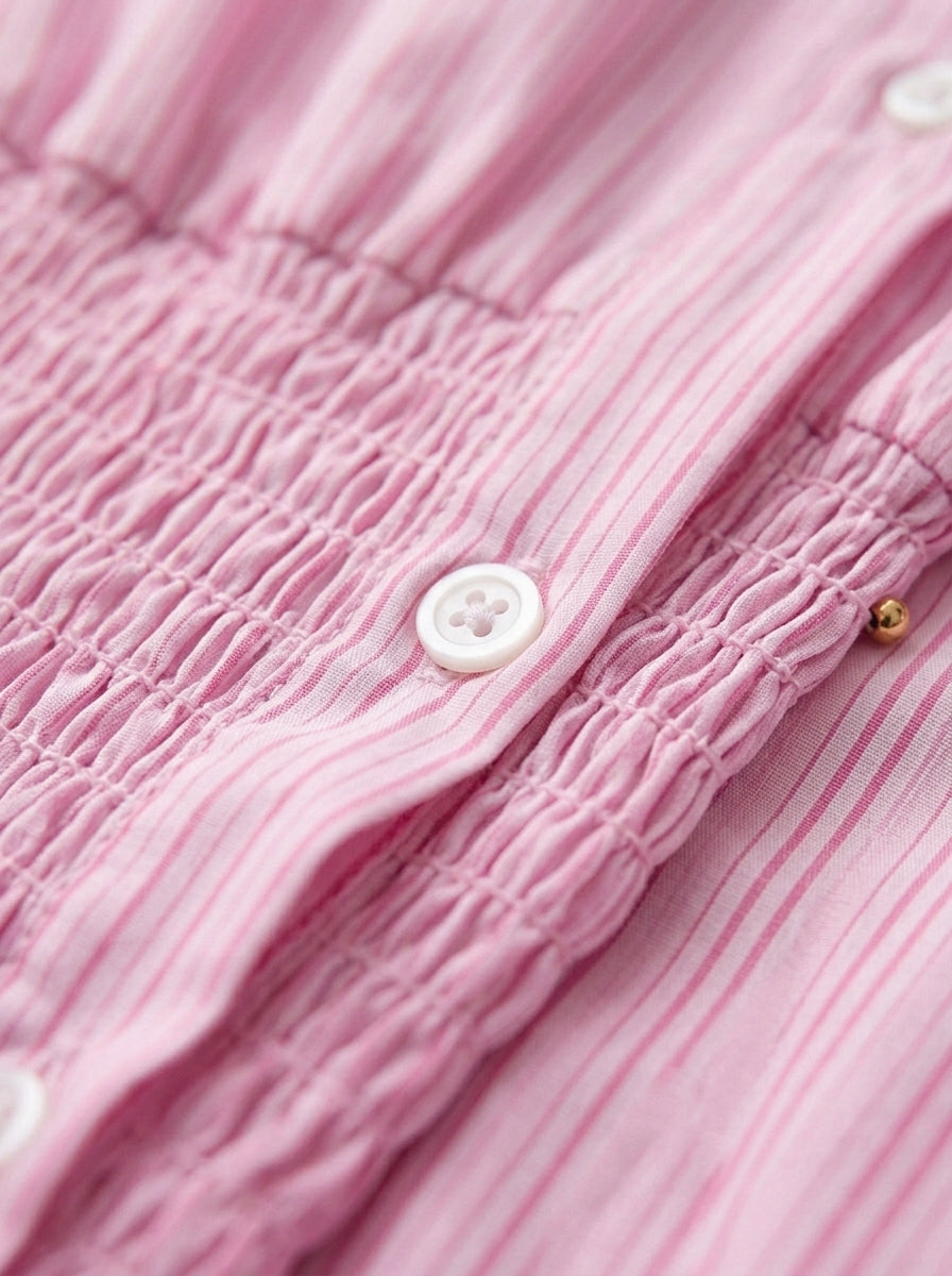 Adrienne · Robe chemisier boutonnée à col rayé