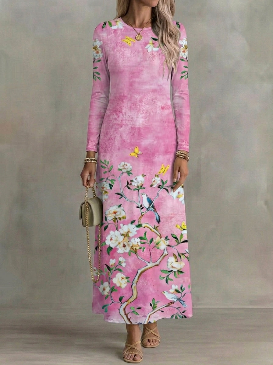 Célestine · Robe maxi fleurie à manches longues
